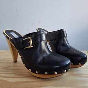 Steve Madden Black and Gold Studded Mules